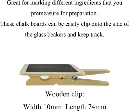 Hahiyo 2.78 x 2 Inch Mini Chalkboard Clip Help Marking Nice Display Easy Writing Quick Switch Reusable Rectangle Wooden Message Board Labels Signs 18 PCS for Party Food Tag Memo Note Organize Pantry