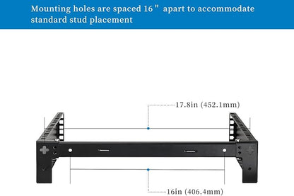 RackPath 2U Wall Mount Network Rack - Patch Panel Bracket for Server and Network Equipment – 11.25 inch Deep – Heavy Duty 150lbs Capacity