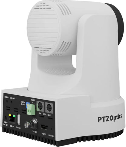 PTZOptics Move 4K SDI/HDMI/USB/IP PTZ Camera with 20x Optical Zoom (White) (PT20X-4K-WH-G3) + Lens Cleaning Kit + HDMI Cable + Ethernet Cable + Color Wire Ties