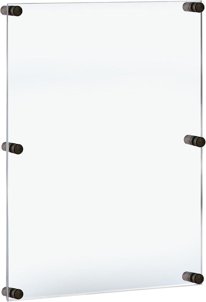 Azar Displays 105536-BLK Acrylic Floating Double Panel Wall Frame,24" x 36" Graphic Size, Overall Frame Size: 28" x 40", Black