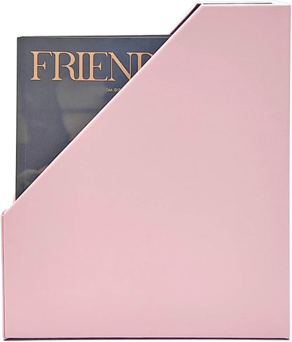 UnionBasic Magazine File Holder, Leatherette Desktop Document Organizer, Home Office Paper Holder File Storage Literature Sorter, Pink, Set of 4