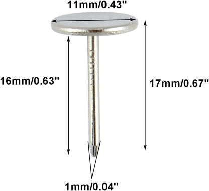200Pcs Flat Head Upholstery Tacks Home Furniture Decor Tack Upholstery Nails Flat Push Pins Flat Thumb Tacks Silver (11mmx17mm)