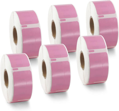 BETCKEY Colored Labels Compatible with Dymo 30330 (3/4" x 2") Small Multipurpose Labels, Compatible for Dymo LabelWriter Thermal 450, 4XL & Zebra Desktop Printers [6 Rolls, Pink]