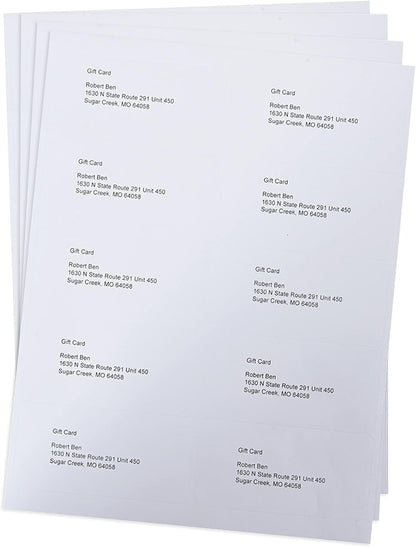 9527 Product 10 UP Sticker Labels,2x4 inches FBA Shipping Address Labels for Laser/Ink Jet Printer,Total 1000 Labels