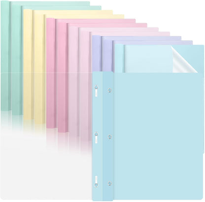 12 PCS Pastel Plastic Report Covers with 3 Prongs Clear Front Presentation Folders 3 Prong Folders for Resume Portfolio Document Report Letter Proposal School Classroom Office Supplies (Pastel)