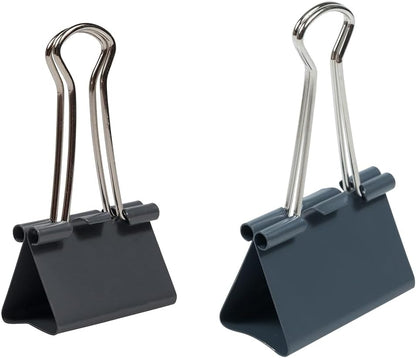 JAM PAPER Colorful Binder Clips Assortment - Medium & Large Size - Grey Binderclips - 27 Clips/Pack