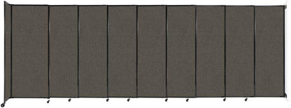 Wall-Mounted Sliding StraightWall Room Divider | Adjustable Widths | Locking Wheels | Room Separator | Up to 19'9" Wide x 6'10" Tall Mocha Fabric Panels