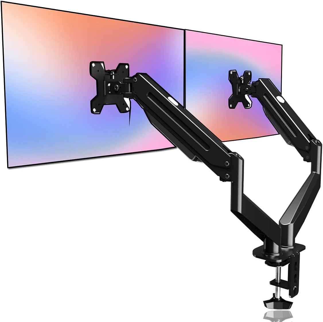 Suptek Dual Monitor Mount Stand-Height Adjustable Gas Spring Monitor Arm Desk Mount for 2 Computer Screens 17 to 32 inches - Each Arm Holds up to 22lbs,Black(MD8SP)
