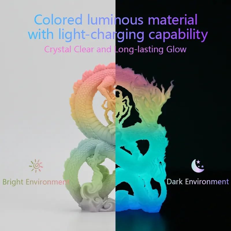 FLASHFORGE Glow in The Dark Rapid PLA Filament 1.75mm, Luminous Melody Fast Color Change Multicolored Rainbow Filament, Max 500mm/s High-Speed Printing, High Brightness and Long-lasting Glowing Effect