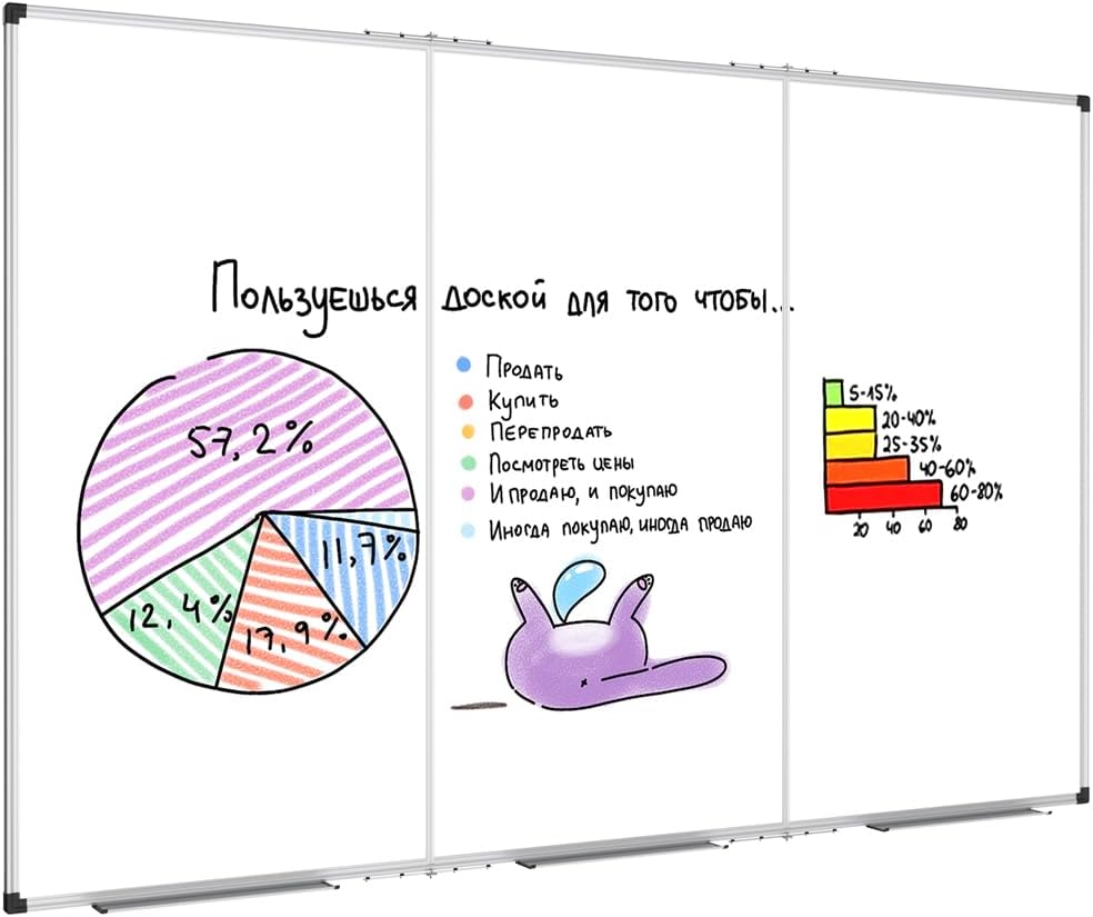 XBoard 118 x 48 Inch Magnetic Dry Erase Board, Oversized Foldable Whiteboard with Marker Tray 10' x 4' | Aluminum Frame