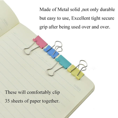 HAHIYO Binder Clips Paper Clamps Spring Steel Sturdy Small 0.75 inches Width 0.2 Inch Capacity No Sharp Edges Heavy Duty Tight Grip Reusable Color Metal Bright Finish for Home Office School 30 Pack
