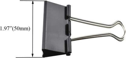 HAHIYO Binder Clips Paper Clamps Spring Steel Sturdy Large 1.97 inches Width 0.74 Inch Capacity No Sharp Edges Heavy Duty Tight Grip Reusable Black Metal Bright Finish for Home Office School 17 Pack