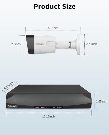 《130°Wide Angle & 2-Way Audio》Outdoor Security Camera System, IP Wired Cameras, 4K Video Surveillance Systems