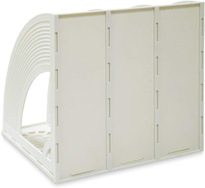 SAYEEC Magazine File Holders 3 Compartment Binder Stand Gray Magazine Storage Folder Desktop File Bookshelf Organizer Office Book Holder Rack for Office Home School