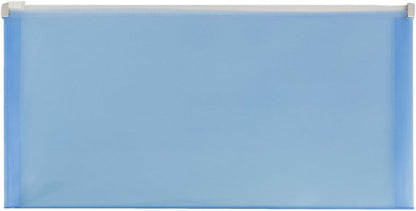 JAM PAPER Plastic Envelopes with Zip Closure - #10 Booklet Wallet - 5 x 10 - Blue - 12/Pack