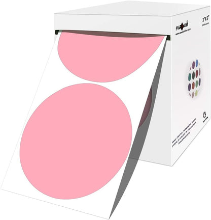 PARLAIM 3 Inch Round Color-Code Dot Stickers, 500 Color Coding Circle Labels per Roll Dispenser Box for Inventory, Pink