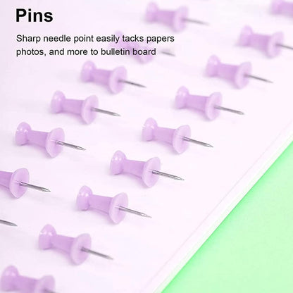 Purple Binder Clips and Paper Clips Push Pins Tacks Sets, Total 72 PCS Assorted Sizes Office Supplies Set for Women, Student, School, Home & Desk Supplies