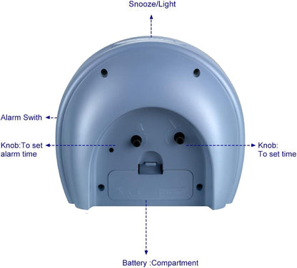 5.5" Large Analog Alarm Clock Silent Non Ticking, Gentle Wake, Beep Sounds, Increasing Volume, Battery Operated Snooze and Manual Light, Easy Set