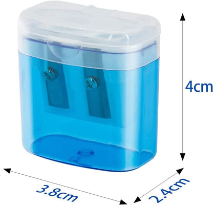KIDMEN 24 PCS 2 Holes Small Manual Pencil Sharpener with Lid,for Kids,School