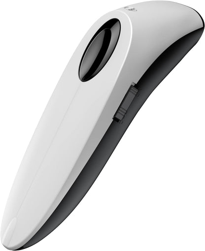 Alacrity1D 2D QR Barcode Scanner Compatible with 2.4G Wireless & Bluetooth Function & Wired Connection, Cordless Handheld Barcode Scanner Compact Plug and Play, Connect Smart Phone, Tablet, PC White