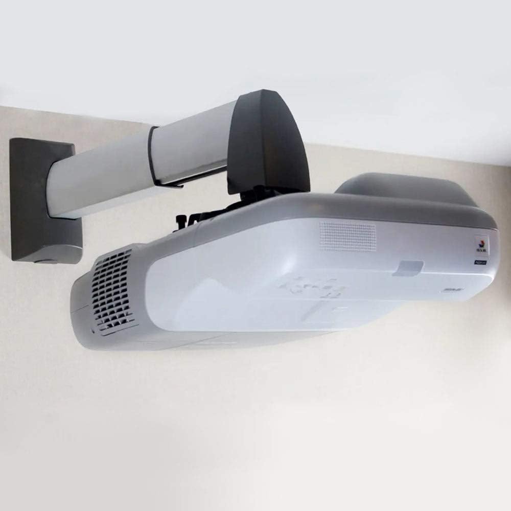 Cmple - Aluminum Short Throw Projector Wall Mount, Tilt & 360 Degree Swivel Wall Projector Bracket Mount with Telescopic Slide for LCD LED Projectors - Max 22lbs (Silver/Black)