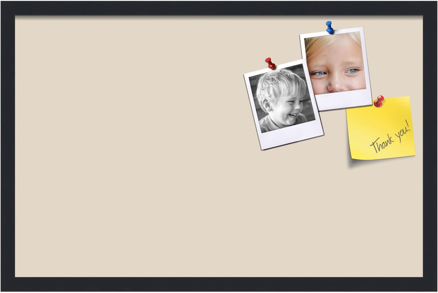 PinPix 28x18 Inch Cork Bulletin Board. This Decorative Framed Pin Board Comes with Desert Pastel Design and a Satin Black Frame. Ideal for Home Office Decor or Message Board (PinPix-1815)