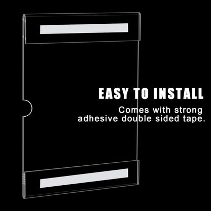 12pack 8.5 X 11 Wall Mount Acrylic Sign Holder with Tape, Clear Plastic Menu Holder, Unbreakable Table Sign Holder for Office, Restaurant, Store, School and Home Use with Notch
