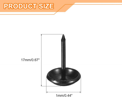 uxcell Upholstery Tacks Nail Pins Furniture, 1000Pcs 11x17mm Thumb Tack Pins Assortment Kit Carbon Steel for Home Sofa DIY Decorative Nail Heads Nails, Black