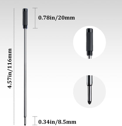 Black Ink Refills (20pcs), Replaceable Pens Refills, 1mm Medium Tip - Black