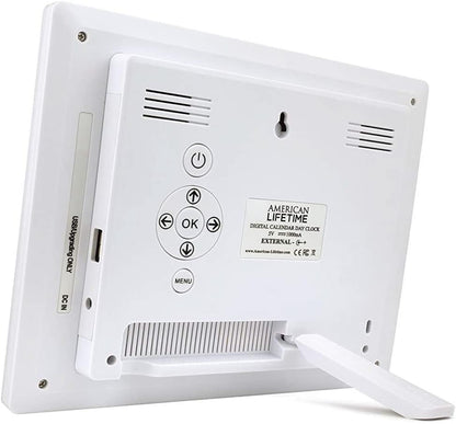 American Lifetime 【New 2025】 Dementia Clock Large Digital Clock for Seniors, Alzeimer Clock Large Display with Custom Alarms, Clock with Day & Date for Elderly, Digital Calendar Brown Wood