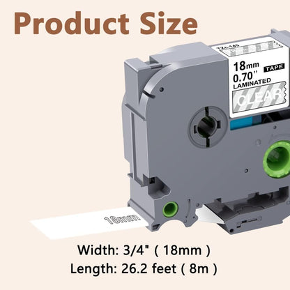 Hehua 18mm 0.7 Laminated Clear Tape Compatible for Brother P-Touch TZe-145 TZe145 TZ-145 TZ145 TZe TZ Label Tape for Ptouch PT D400 D600 P710bt, 3/4'' x 26.2ft White on Clear, 3 Pack