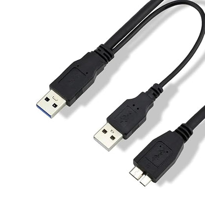 USB 3.0 Dual Power Y Shape 2 X Type a to Micro B high Speed Upto 5 Gbps Data Transfer Cable, Micro USB 3.0 to USB Splitter Cable (USB Y-Cable, USB Y Cable) 20 Inches for External Hard Drives