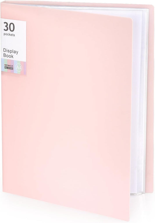 Tamaki Portfolio Binder with Plastic Sleeves, Pocket Portfolio Folder with Clear Sheet Protectors, Display 60 Pages Book, Presentation Book for Artwork, Document Organizer, 1 Pack (Pink)