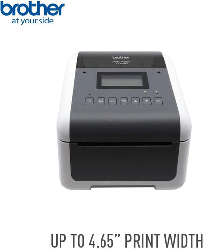 Brother TD-4550DNWB 4-inch Thermal Desktop Barcode and Label Printer, for Labels, Barcodes, Receipts and Tags, 300 dpi, 6 IPS, Standard USB and Serial, Ethernet LAN, Built-in Wi-Fi and Bluetooth,White