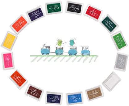 XoreArt Finger Ink Pads for Kids Washable Craft Ink Stamp Pads, 16 Color DIY for Rubber Stamps, Paper, Scrapbooking, Wood Fabric, Best Gift for Kids