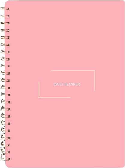 Undated Daily Planner | 8.25” x 11.75” To Do List Notebook | Work Productivity ADHD Organizer | Men and Women Planner | College Supplies | Pink | Portrait Layout