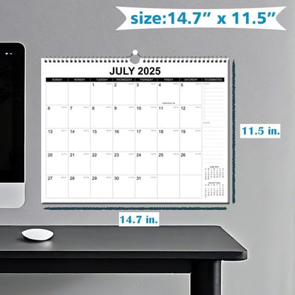 Wall Calendar 2025-2026, Monthly Table Calendar July 2025 to December 2026, 18 Months Screw Wall Calendar, 14.7"x11.5", For Home, Office, School, and Julian Date (Black & White, 14.7x11.5 inch)