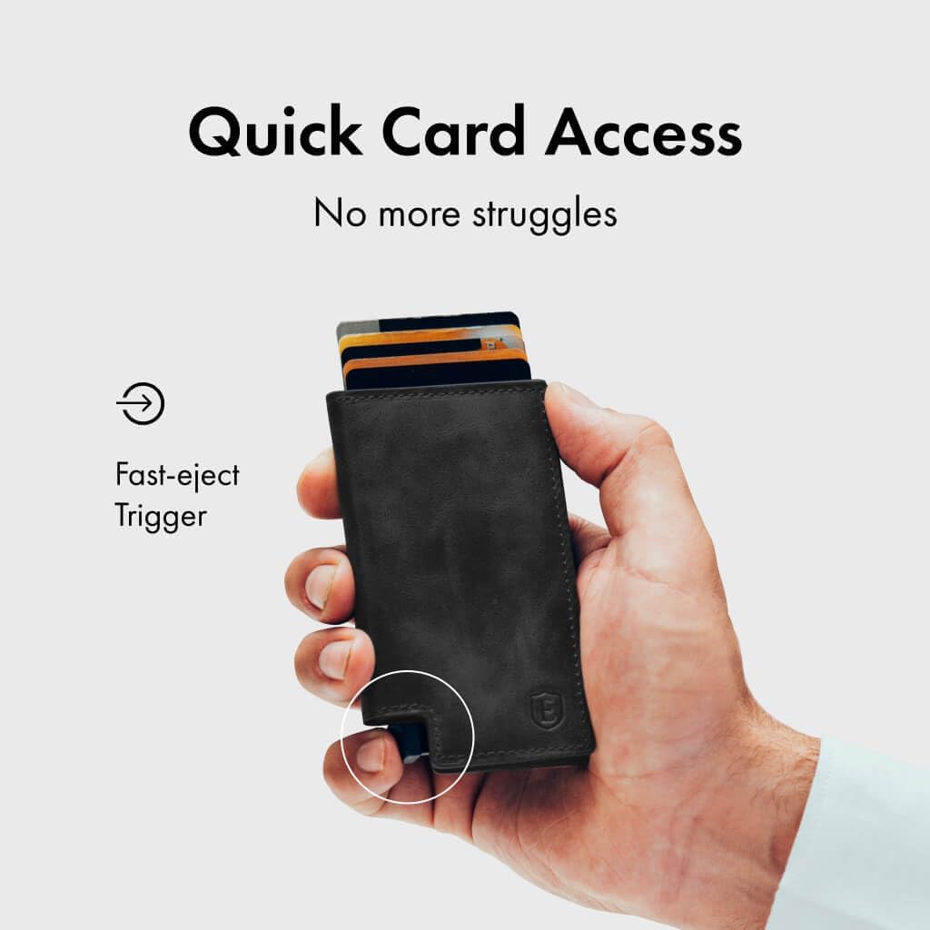 Ekster Parliament Men's Wallet | RFID Blocking Leather Minimalist Wallet | Slim Wallet for Men - Designed for Quick Card Access with Push Button