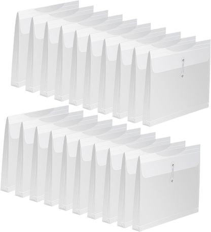 Clear Poly Envelopes with String Closure 20 Pack, EGOSKY Transparent Envelope Folders with Top Opening, Reusable Plastic File Folders for School Office Suppiles