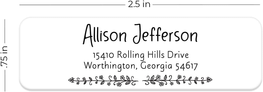 Black and White Botanical Rolled Address Labels / 500 Personalized Return Address Labels/Designer Address Stickers in Elegant Plastic Dispenser