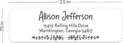 Black and White Botanical Rolled Address Labels / 500 Personalized Return Address Labels/Designer Address Stickers in Elegant Plastic Dispenser