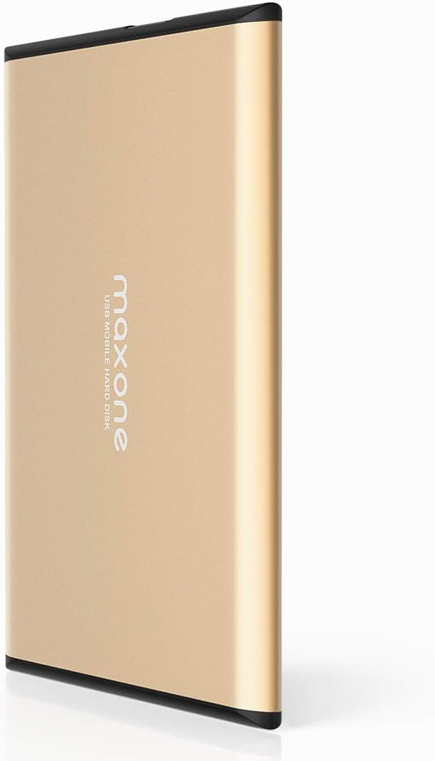 Maxone 160GB External Hard Drive Portable 2.5'' Ultra Slim HDD Storage USB 3.0 Compatible with PC, Laptop, Gold