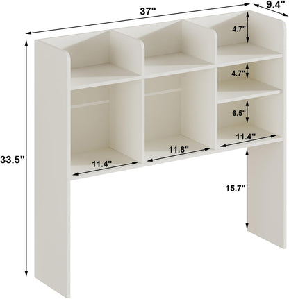 ChooChoo Desktop Bookshelf, Wood Desk Hutch Organizer with 7 Shelves for Computer Desk, Desktop Shelf Bookshelf Storage for College Dorm Office Home, White