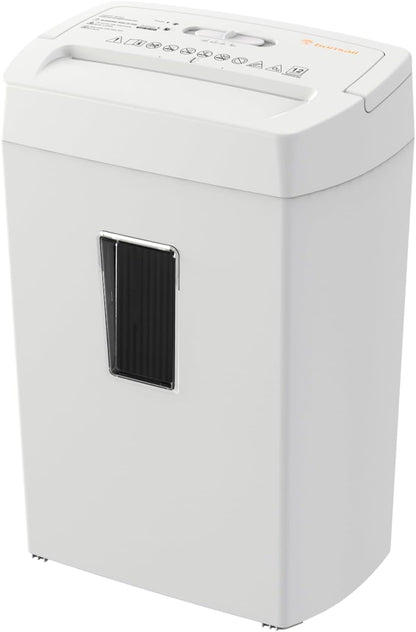 Bonsaii Heavy-Duty Cross-Cut Shredder, Handles up to 12 Sheets at Once, Providing P-4 high Security, Credit Cards, Mail & taples, 5.5-Gallon bin with a Transparent Window, Use in Home Offices, White