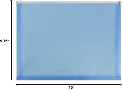 JAM PAPER Plastic Envelopes with Zip Closure - Letter Booklet - 9 3/4 x 13 - Blue - 3/Pack