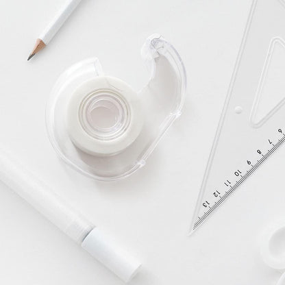 Hand Use Desktop Tape Dispenser, Transparent Plastic Lightweight and Portable Refillable Dispenser for 3/4" Tape, 1 Pack