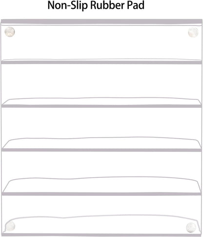 Suwimut Acrylic File Holder 5 Sections, 8.5 x 6.8 x 4.7 Inch Upright File Organizer for Desk, Clear Desktop Folder Holder Mail Letter Sorter for Home Office School Envelope Bill Filling Paper Document