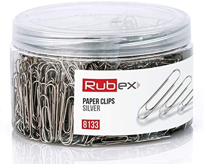 RUBEX 700 Paper Clips, Silver, Assorted Sizes: Small, Medium, Large – Durable & Rustproof for Office, School, and Document Organization