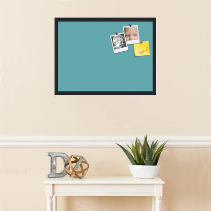 PinPix 27x20 Inch Cork Bulletin Board. This Decorative Framed Pin Board Comes with Aqua Pastel Design and a Satin Black Frame. Ideal for Home Office Decor or Message Board (PinPix-1806)