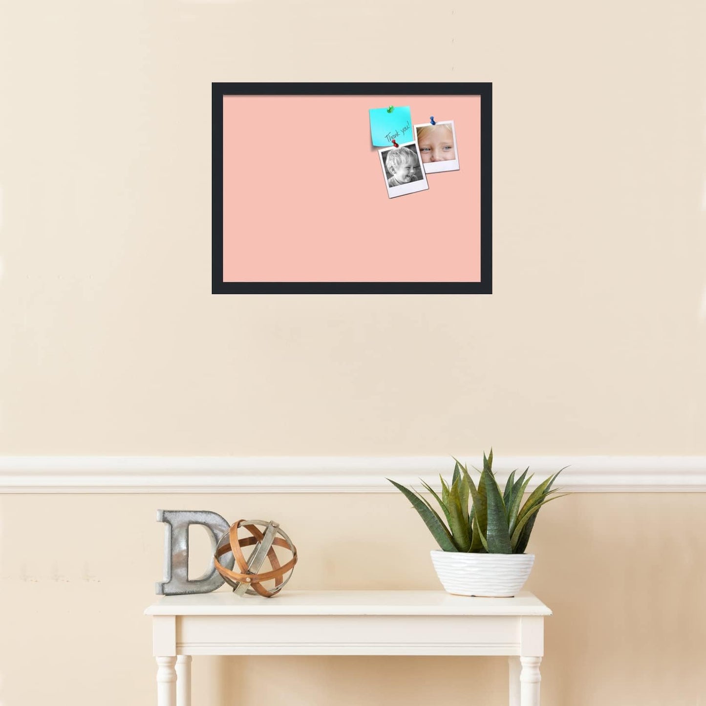 PinPix 22x16 Inch Cork Bulletin Board. This Decorative Framed Pin Board Comes with Pink Pastel Design and a Satin Black Frame. Ideal for Home Office Decor or Message Board (PinPix-1813)
